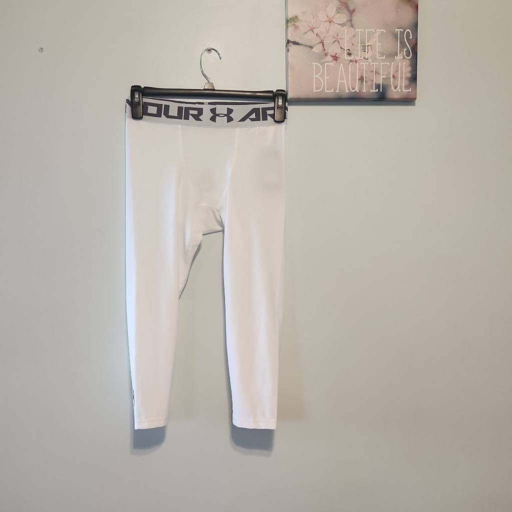 Nwt Under Armour Heat Gear 2.0 Mens L 3/4 Length Leggings White